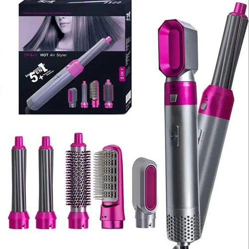 5 In 1 Hair Styling Tool Blow Dryer Brush, Curler & Straightener Comb Kit