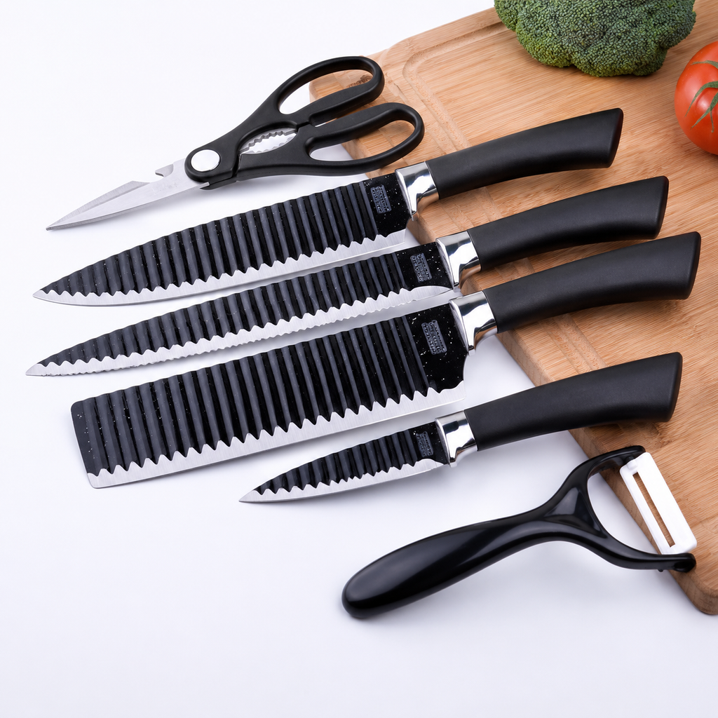 Professional 6 Piece Kitchen Knife Set Non Stick High Carbon Chef Knives