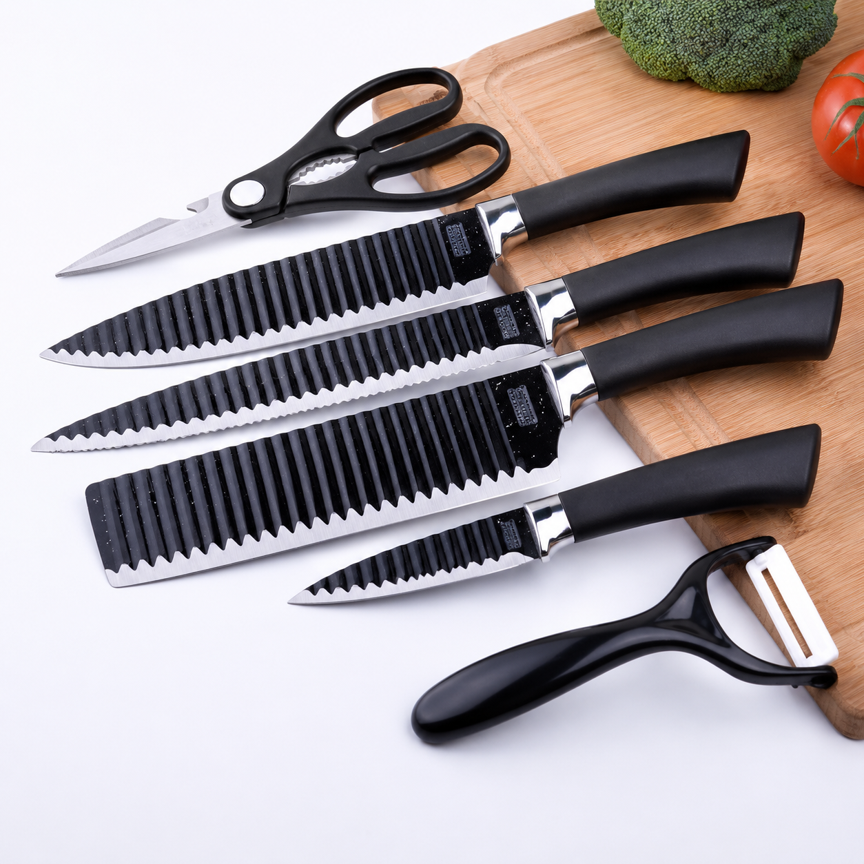 Professional 6 Piece Kitchen Knife Set Non Stick High Carbon Chef Knives