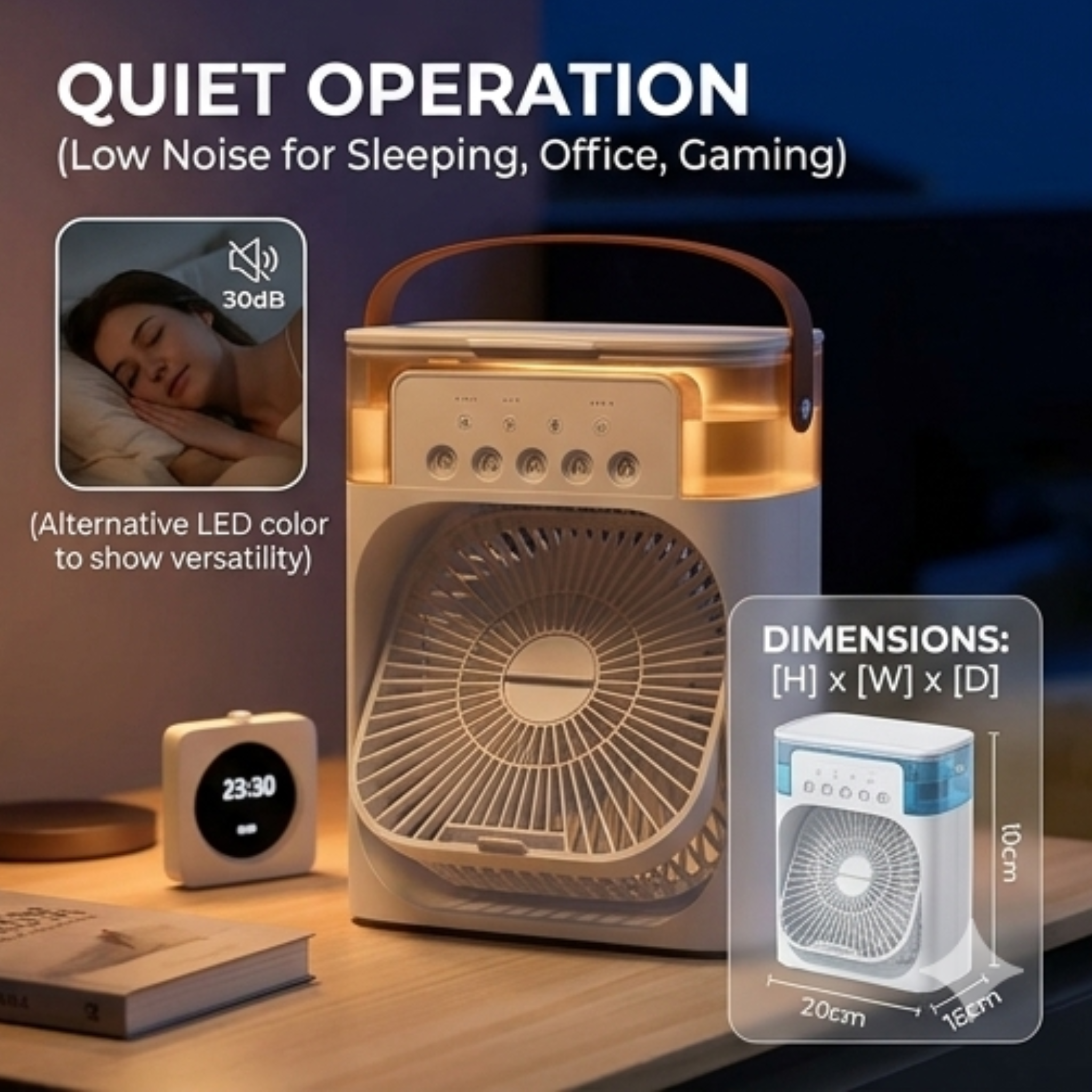 Mini Portable AC Cooler Fan USB Mist Humidifier With LED Light
