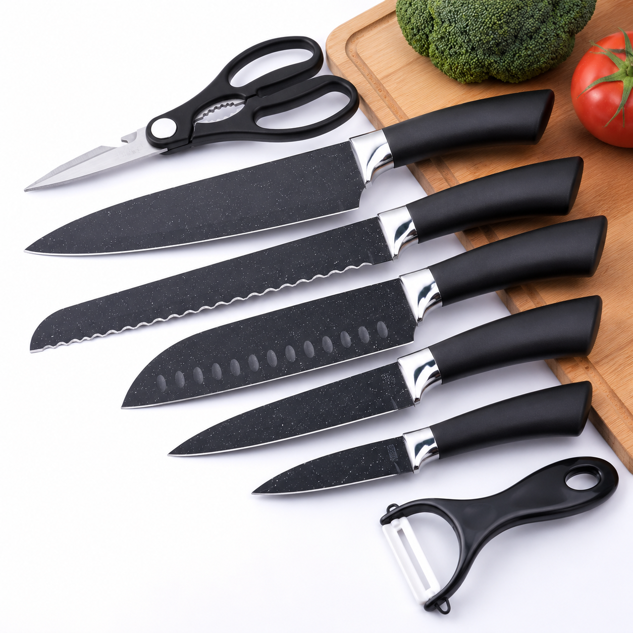 Professional 6 Piece Kitchen Knife Set Non Stick High Carbon Chef Knives