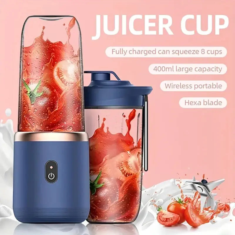 Rechargeable Mini Juicer Blender 2 In 1 Hexa Blade Portable Smoothie Maker