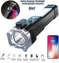 Rechargeable LED Flashlight Emergency Torch With Power Bank & Safety Hammer